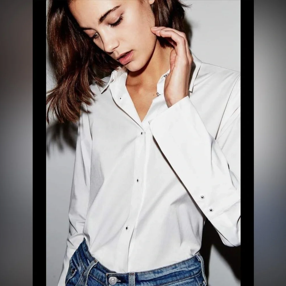 Misha Nonoo “The Husband Shirt” white with Silver Studs size XS